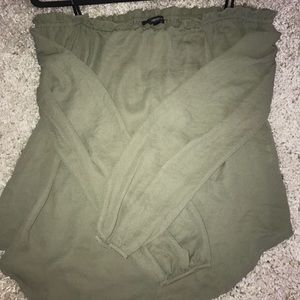 olive green off the shoulder blouse